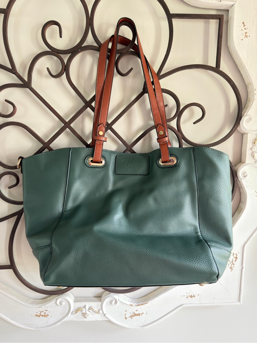 G.H. Bass & Co. Green Tote with Brown Leather Handles